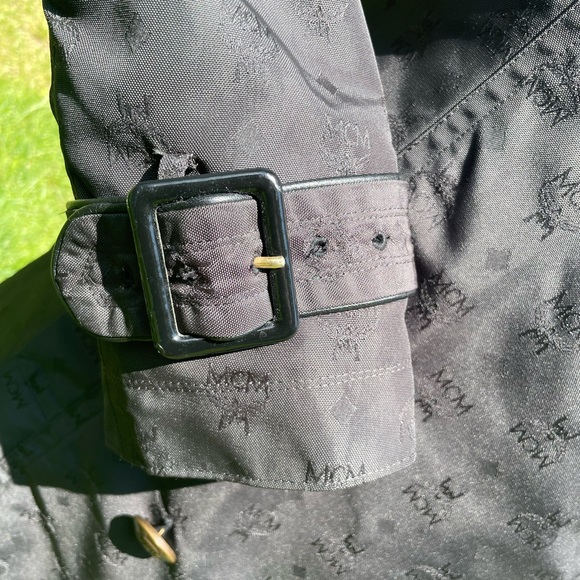 MCM Jacket x Dress Camp monogrammed black trench coat circa 2011. Sz Med - Picture 8 of 9